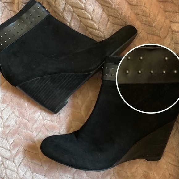 Franco Sarto Black Suede Booties Sz 6.5 - Picture 6 of 6